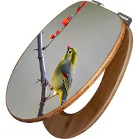 Banjado Design WC Sitz Bambus Absenkautomatik -Herbst Vogel - Toilettendeckel mit Absenkautomatik Holz/hochwertiger Bambus Klodeckel/WC-Sitz für alle gängigen Toiletten [TDB2 12978]