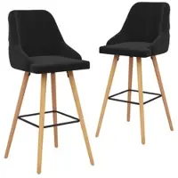 Décoshop26 - Set aus 2 modernen Barhockern/Hochstühlen in schwarzem Samt und Holz DEC029830