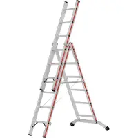 Hymer Stufenmehrzweckleiter mit Wandlaufrollen 3x6 Sprossen/Stufen