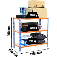 Simonclick Maderclick Megaplus 3/500 900 Metallregal 900x1200x500 Mm