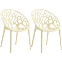 CLP 2er Set Gartenstühle Hope mit Lehne stapelbar wetterfest UV-beständig bis 150 kg creme