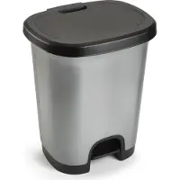 PlasticForte Treteimer - silber/schwarz - 18L - 33 x 28 x 40 cm