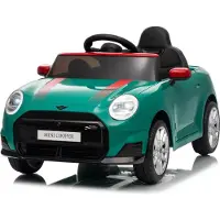 Beneo Elektrisches Kinderfahrzeug Mini Cooper 12V, grün, MP3-Player mit USB- und Bluetooth-Anschluss, 2,4-GHz-Fernbedienung, 2 x 25 W Motor, Lithium-Akku, LED-Lichter, ORIGINAL-Lizenz