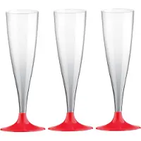 SANTEX Champagnerglaser - 10x - Kunststoff - 140 ml - rot - wiederverwendbar