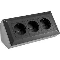 Chilitec 3-fach Steckdosenblock, schwarz 250V AC / 16A, Aufbaumontage