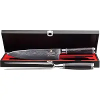 Chef Cuisine Damast Tranchier Set, 3-tlg. Pakkaholz