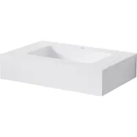 Steinberg Serie 444 Wand-Waschtisch, 1 Hahnloch, ohne Überlauf, SOLIDSurface, 600x400x130mm, Mattweiß, 4447010W