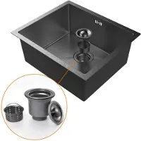 Ibergrif M85043B Spüle Unterbau 50 x 43 cm Edelstahl Dunkelgrau