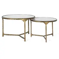 GINER Y COLOMER Set aus 2 Savanae-Couchtischen aus Marmor und Metall, 49 cm x 74 cm x 74 cm / 44 cm x 60 cm x 60 cm
