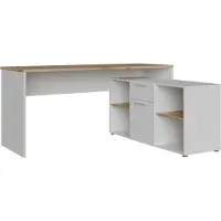 Die Möbelfundgrube Eck-Schreibtisch weiß Artisan Eiche 160 cm - CONTRA COSTA