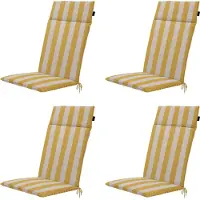 Madison – Amora Hochlehnen-Gartenstuhlkissen – Gelb – 120 x 50 x 4 cm – 4er-Set