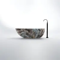 Steinberg Serie 540 Badewanne, freistehend, oval, SOLIDSurface, inklusive Ablaufgarnitur, Ablaufschlauch und Siphon, 540801050