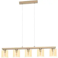 Eglo Hängelampe Castralvo, 5-flammige Pendelleuchte Esstisch, Hängeleuchte, Esszimmerlampe hängend, E27, 121 cm,
