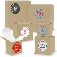 Itenga Adventskalender zum Füllen 24x Quader Würfel gemischt BRAUN + Sticker (V02 Z03)