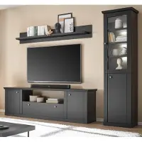 Furn.Design Wohnwand "Filmore" in Schwarz matt und Eiche Landhaus 270 x 200 cm, Soft-Close