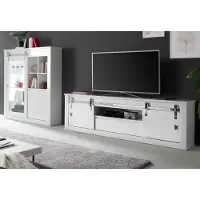 Furn.Design Wohnwand "Miami" in weiß Hochglanz Wohnkombination 2-teilig 349 x 153 cm, Soft-Close