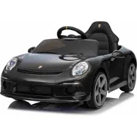 Beneo Lizenziertes Elektrofahrzeug RUF GT 12V, schwarz, mit öffnenden Türen, 2,4 GHz Fernbedienung, LED-Lichter vorne und hinten, USB/Aux-Eingang, Lithium-Batterie, 2 x 35W Motor, ORIGINALE Lizenz