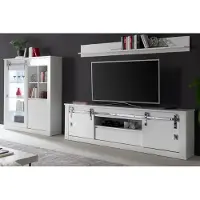 Furn.Design Wohnwand "Miami" in weiß Hochglanz Wohnkombination 3-teilig 349 x 170 cm, Soft-Close, inklusive Beleuchtung