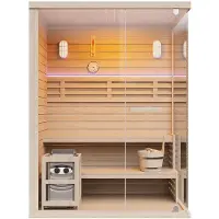Vente-unique Finnische Glassauna mit LED-Beleuchtung - 2/3 Personen - B150 x T120 x H200 cm - SELKI