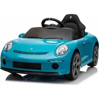 Beneo Lizenziertes Elektrofahrzeug RUF GT 12V, blau, mit öffnenden Türen, 2,4 GHz Fernbedienung, LED-Lichter vorne und hinten, USB/Aux-Eingang, Lithium-Batterie, 2 x 35W Motor, ORIGINALE Lizenz