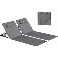 SUGIFT Strandliege klappbar leicht 2er Set, verstellbar mit Kopfkissen, Dunkelgrau