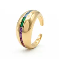 Luxenter Ring mit mehrfarbigen Zirkonia-Steinen, 18 Karat Gelbgold-Finish – Desia