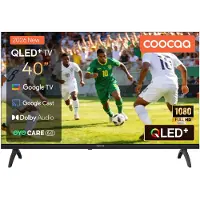 COOCAA 40 Zoll (100cm) QLED FHD Smart TV – Google TV, HDR10, Dolby Audio, Bluetooth 5.1, EyeCare & Google Cast, Ideal für WM 2026 & Schlafzimmer