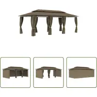 The Living Store Pavillon mit Vorhängen 600x298x270 cm Taupe 180 g/m²