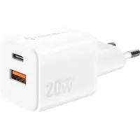 Forcell , GaN III 20W Netzladegerät mit USB-C + USB, Mini-Format, Weiß
