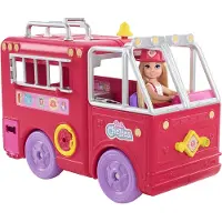 Barbie Chelsea Puppe (blond) mit Feuerwehr Auto, Set inkl. Zubehör