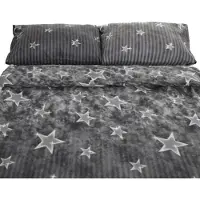 COFI Fleece Bettwäsche mit Sternenmuster in Grau Kuschelig und Weich aus Polyester 200x220 cm