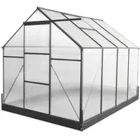 GreenYard Aluminium Gewächshaus mit Dachfenster "Hanoi" , ca. 250 x 190 x 207 cm - Silber