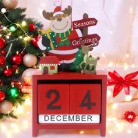 AgFashion Weihnachtskalender aus Holz mit Rentier - rot - Weihnachtsdekoration