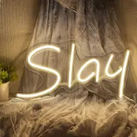 Rosikey USB LED Neon Wandleuchte, Gelb Slay Neon Schild Nachtlichter Neonlicht Leuchtreklame für Party Bar Gaming Schlafzimmer Zimmer Wand Deko