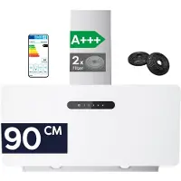 CIARRA A+++ 650 m³/h Dunstabzugshaube 90 cm Kopffreihaube WIFI + APP & Touch Control Booster VM9736KW