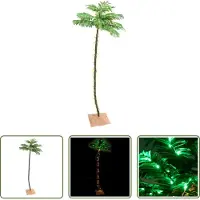 The Living Store Künstliche Palme mit 136 LEDs Warmweiß 220 cm