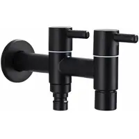 OEM Langer Doppel-Wasserhahn aus Edelstahl - für Waschmaschinenanschluss - Badkamer-Kran