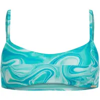Superdry für Damen. W3010392A Bedrucktes blaues Bralette-Bikinioberteil (L), Strandbekleidung, Recyceltes Polyester, Nachhaltig
