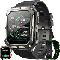 SGDDFIT Smartwatch Herren 1.81'' HD Display Telefonfunktion 123 Sportmodi Herzfrequenz Blutdruck Schlafmonitor Schrittzähler 5ATM Wasserdicht