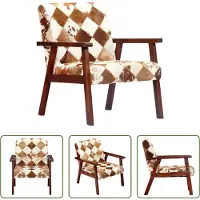 The Living Store Sessel Weiß und Braun Echtes Ziegenleder