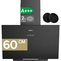 CIARRA A+++ 650 m³/h Dunstabzugshaube 60 cm Kopffreiehaube Umluft Kopffreie Schräghaube Wandmontage Abzugshaube Schwarz VMB6762A
