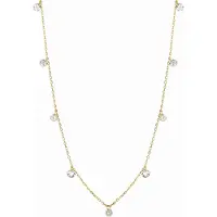 Luxenter Sterling Silber 925 Halskette mit glänzenden 18K Gelbgold Zirkonia - Seduction