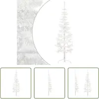The Living Store Künstlicher Halb-Weihnachtsbaum mit Ständer Schlank Weiß 150 cm