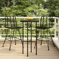 vidaXL Möbel Barhocker 2 Stk. Schwarz 45x56x103,5 cm PE-Rattan und Stahl - Gartenstühle 319431