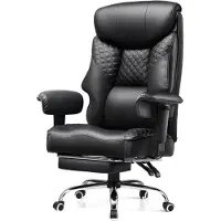 COMHOMA Gaming Stuhl für Große und Schwere Personen, ergonomischer Bürostuhl bis 180 kg, 3D Sitzkissen, verstellbar mit Fußstütze, Kunstleder, Schwarz