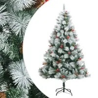 Syfax Künstlicher Weihnachtsbaum Klappbar mit Zapfen & Beeren 210 cm