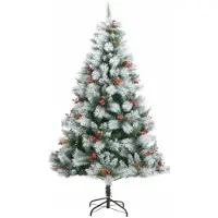 Syfax Künstlicher Weihnachtsbaum Klappbar mit Zapfen & Beeren 210 cm