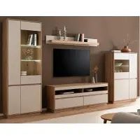 Furn.Design Wohnwand "Kiruma" in Kaschmir und Artisan Eiche Wohnkombination 4-teilig 342 cm, Soft-Close