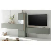 Furn.Design Wohnwand "Center" in Salbei und Barista Eiche Wohnkombination Set 3-teilig 350 cm