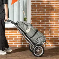SUGIFT Aluminiumrahmen, Einkaufstrolley Fahrradanhänger Sackkarre 3-in-1 klappbar, 600D Oxford-Gewebe, Grau-Silber | 5,9 kg | 53 x 43 x 110 cm